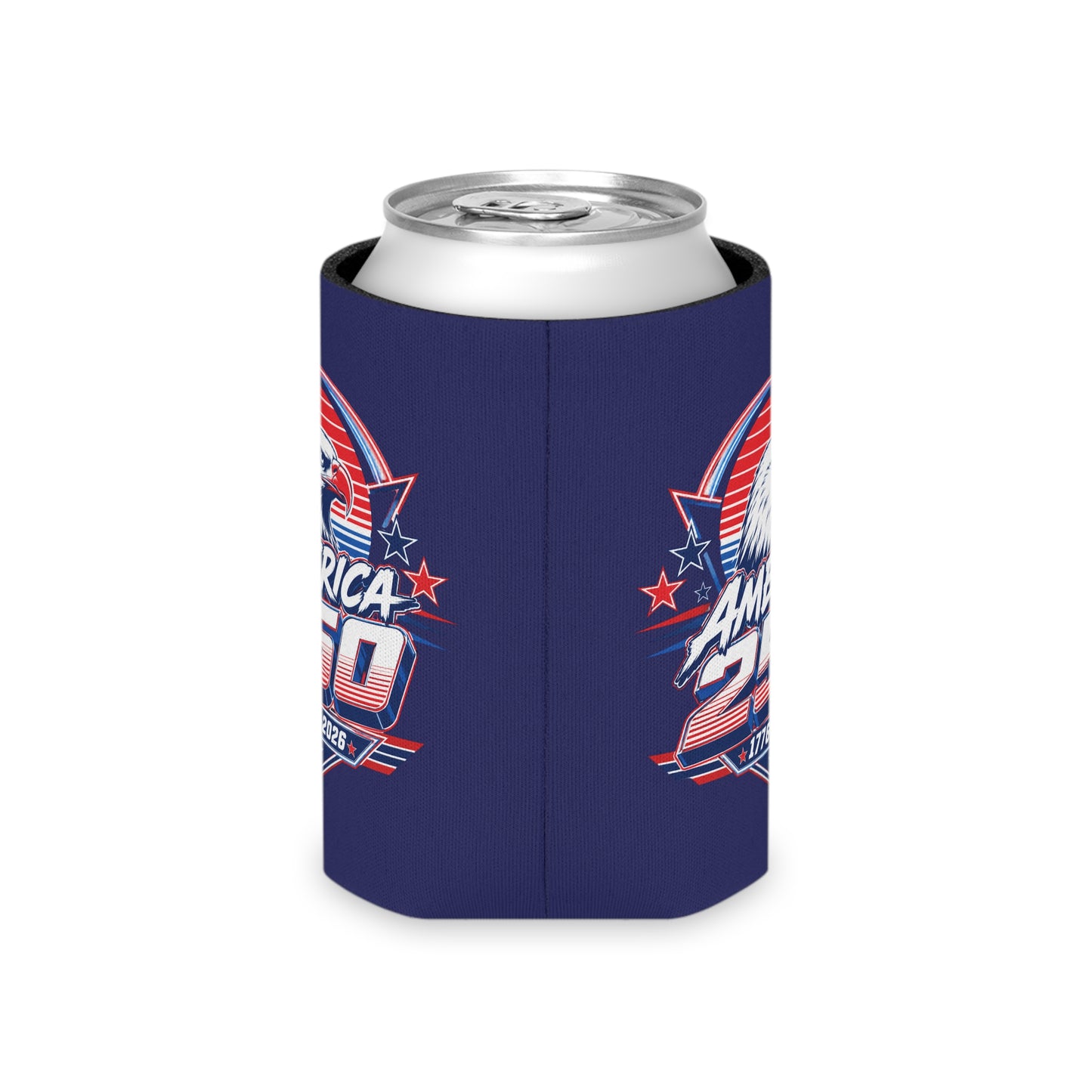 America 250 Can Cooler – 1776-2026 Eagle Patriotic Beer Koozie
