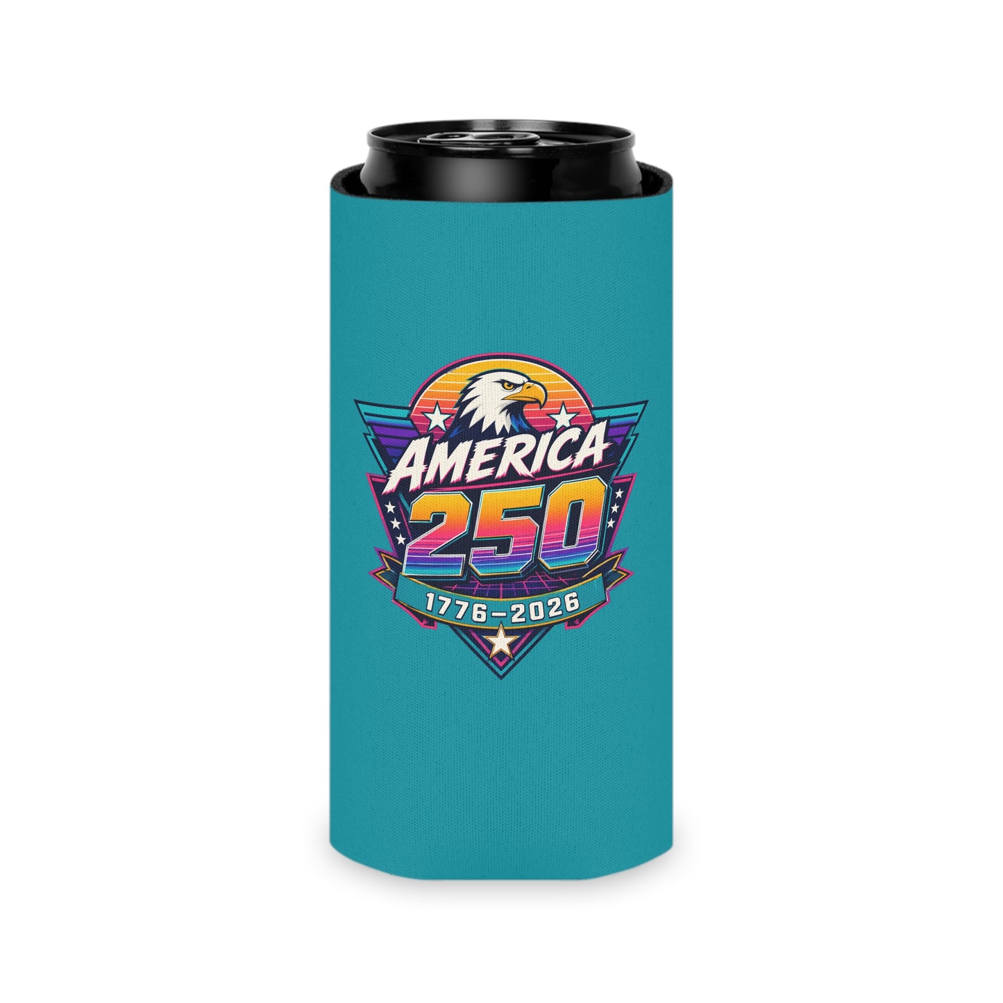 America 250 Retro Can Cooler – 1776-2026 Retro Beer Koozie
