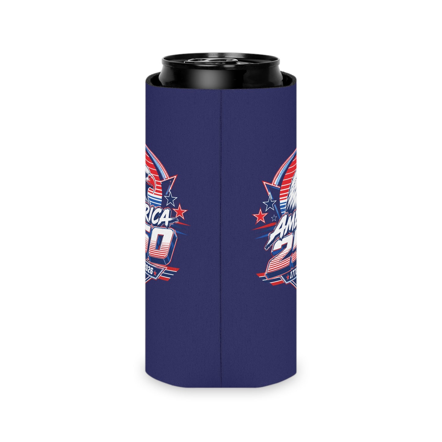 America 250 Can Cooler – 1776-2026 Eagle Patriotic Beer Koozie