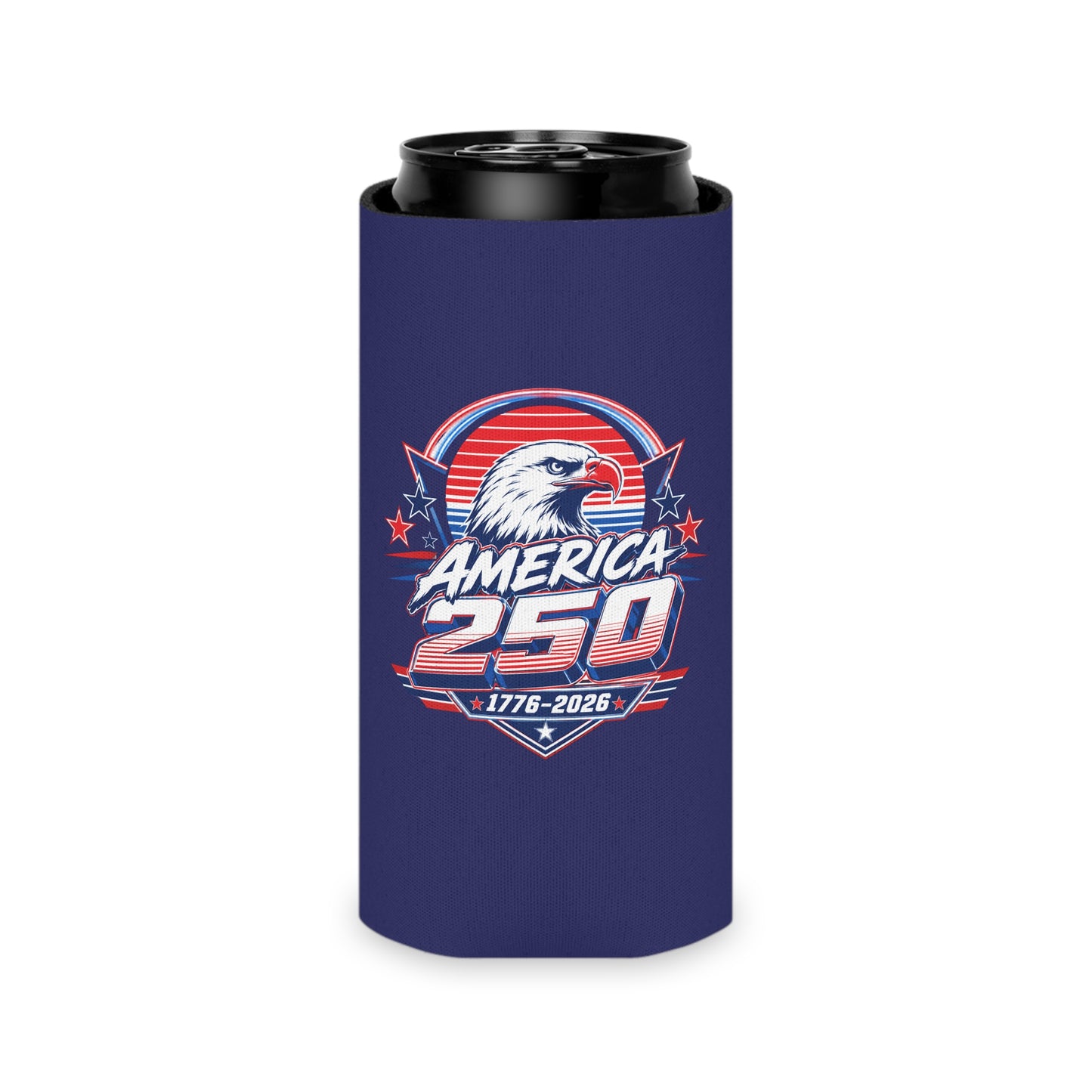 America 250 Can Cooler – 1776-2026 Eagle Patriotic Beer Koozie