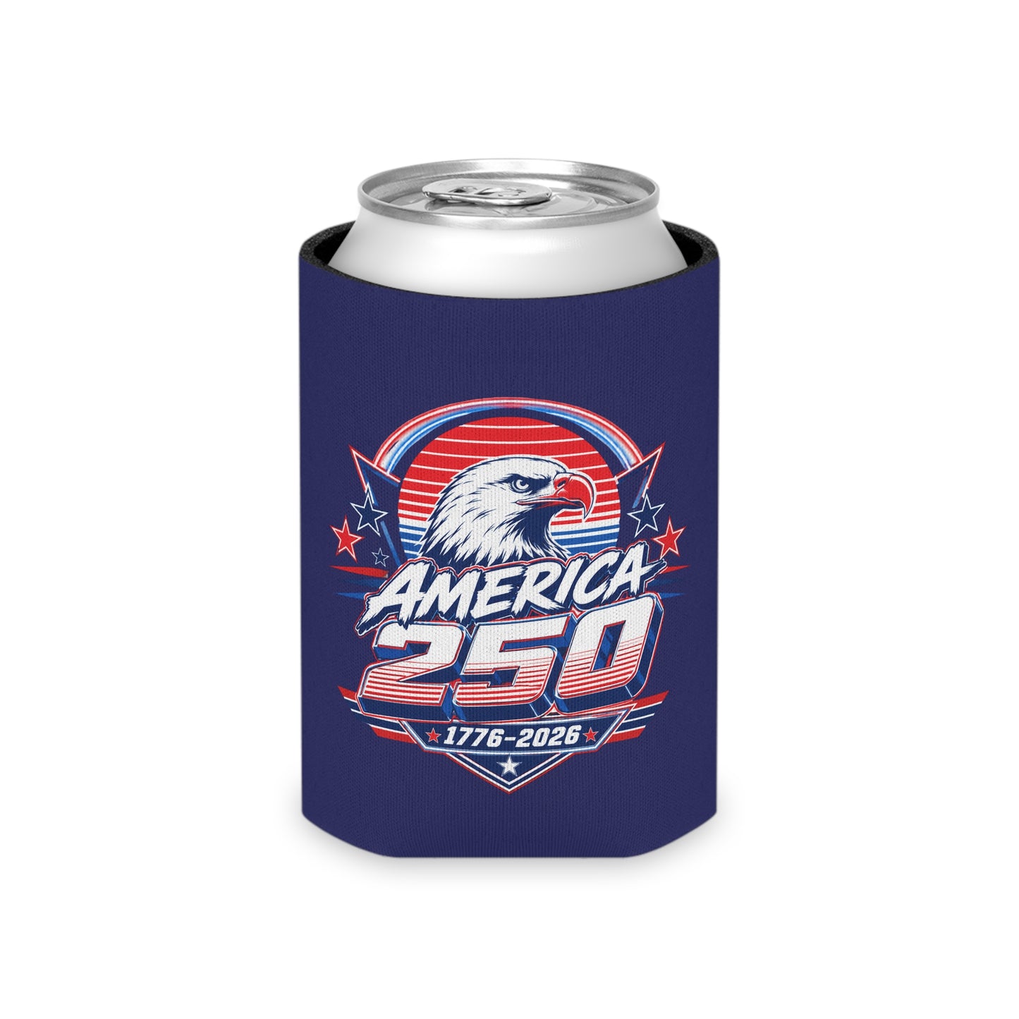 America 250 Can Cooler – 1776-2026 Eagle Patriotic Beer Koozie