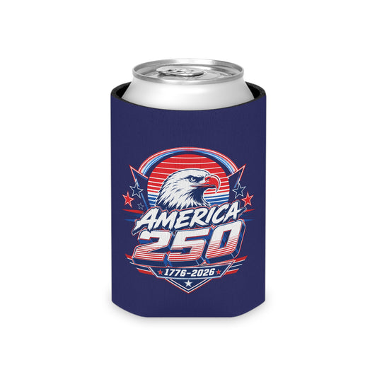 America 250 Can Cooler – 1776-2026 Eagle Patriotic Beer Koozie