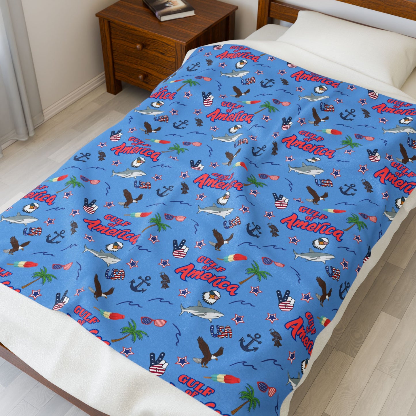 Gulf of America Plush Velveteen Blanket